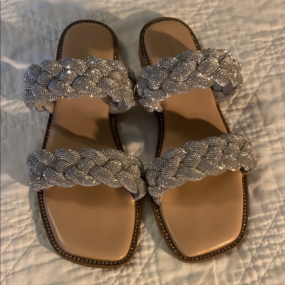Elegant Silver Braided Women's Sandals
